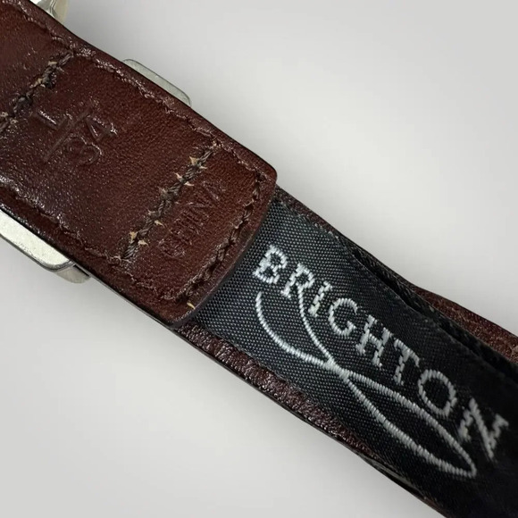 Brighton Vintage Leather Braided Western Concho Studded Belt Size L/34  Brown - Picture 7 of 8